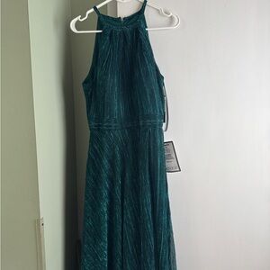 Betsy & Adam Green metallic shimmer halter dress